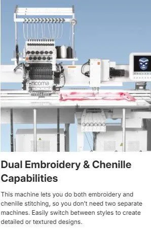 ricoma mcc 061201 embroidery and chenille combo machine